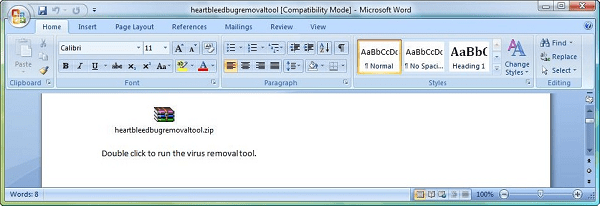 Malicious Heartbleed message contains malware