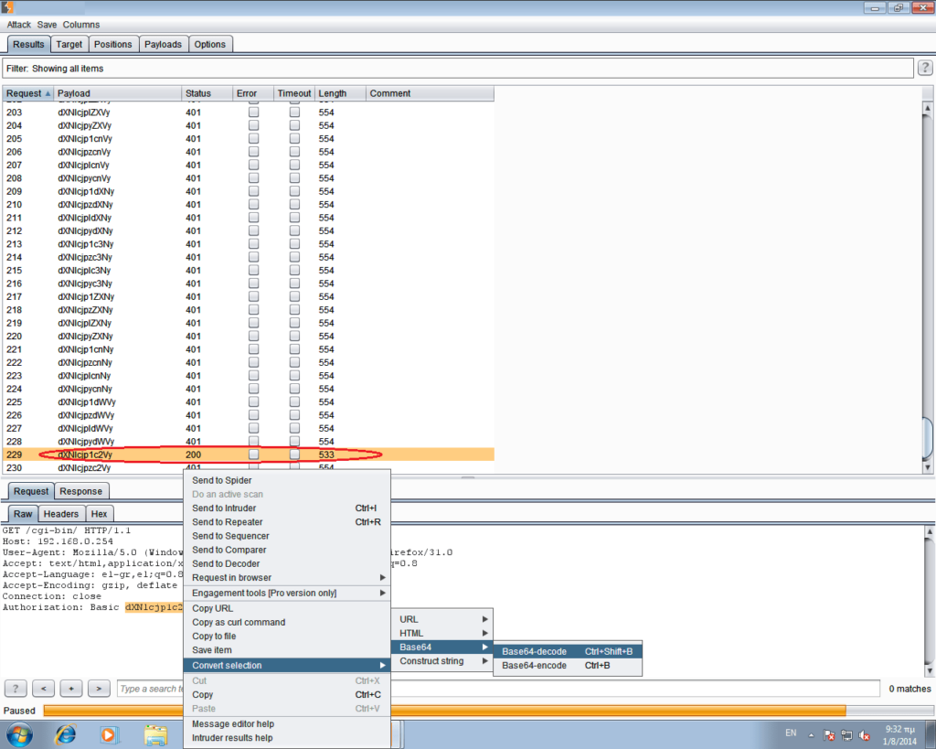 Pentest Oxygen router (Http Basic Authentication) 7 8
