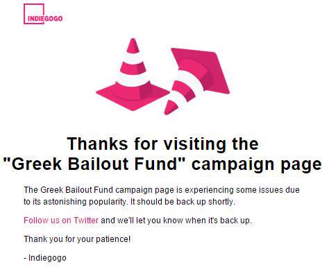 Παγκόσμιο ενδιαφέρον για την καμπάνια crowdfunding για το ελληνικό χρέος - Κατέρρευσε το Indiegogo! 2 Indiegogo