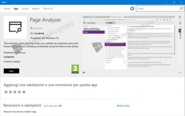 The first Edge extension appeared in the Windows Store 1 page analyzer edge