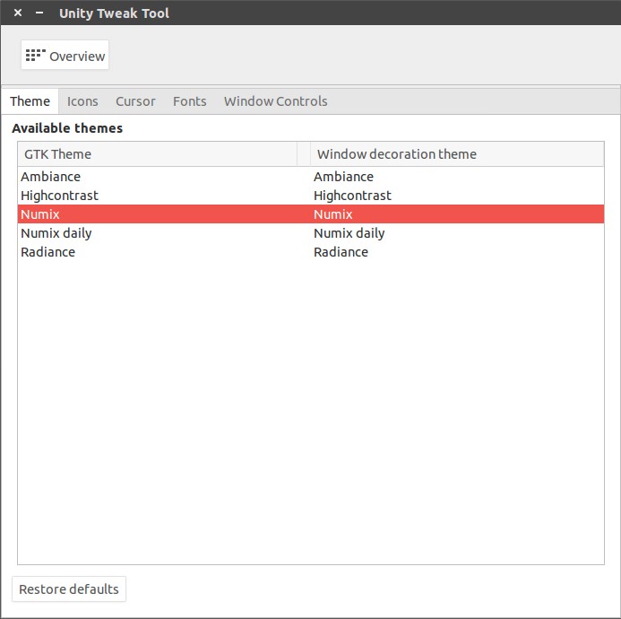 Theme configuration guide for Ubuntu, Numix. 3 2