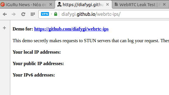 Block IP leaks from Opera 3 VPN test
