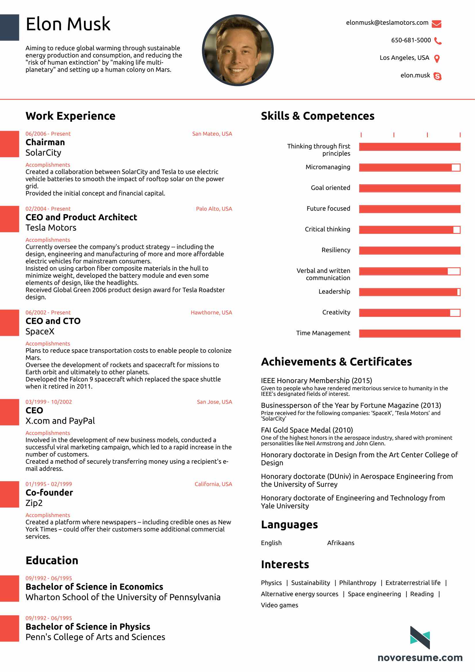 Business Tips: To CV σας μπορεί να είναι μια μόνο σελίδα! Να η απόδειξη! 2 elon-musks-resume