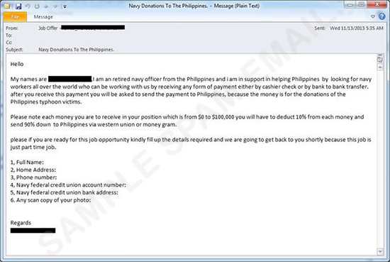 How to avoid charity and donation scammers 3 Phillipines typhoon Scammers email