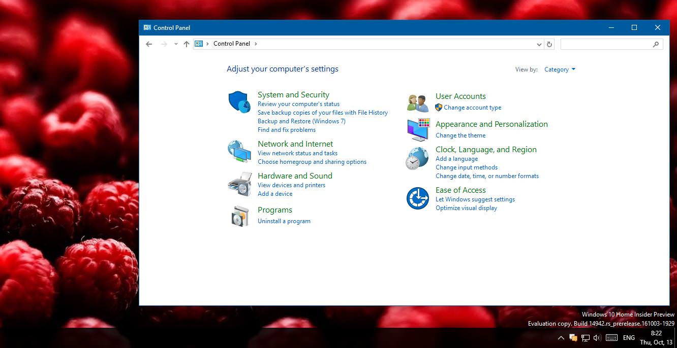 Windows 10 Redstone 2: the end of Control Panel 1 Control Panel