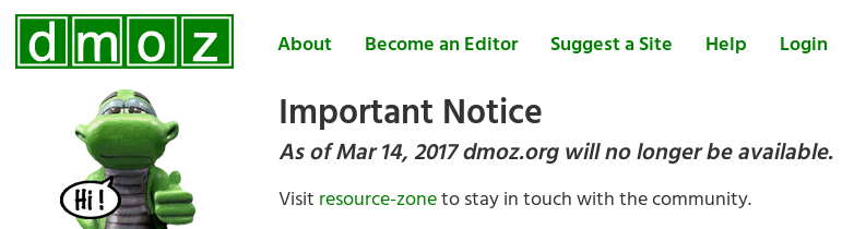 Dmoz: End credits for the largest Directory Listing site 2 Dmoz: End credits for the largest Directory Listing site
