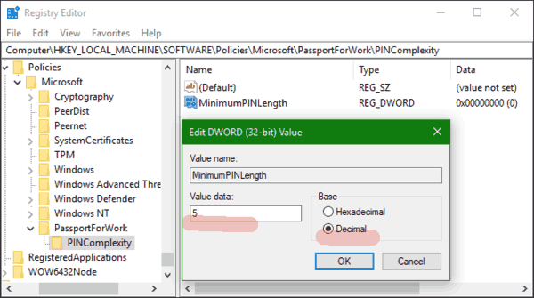 Configure the minimum and maximum PIN length in Windows 2 Configure the minimum and maximum PIN length in Windows