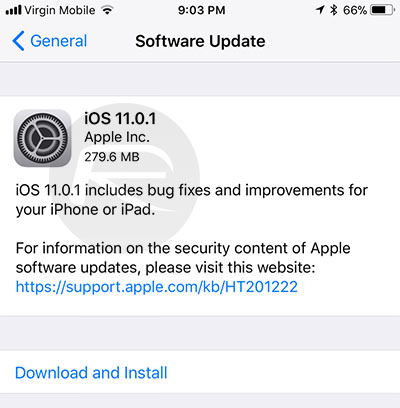 Apple Releases First Bug-Fixing Update for iOS 11