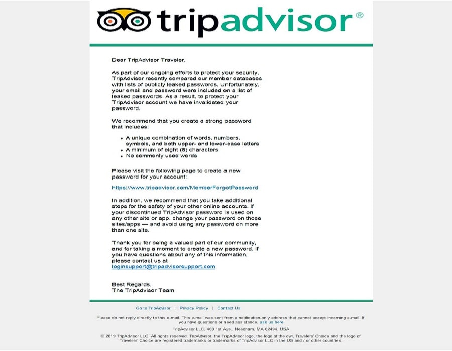 TripAdvisor: Ακυρώνει παραβιασμένους κωδικούς πρόσβασης μελών