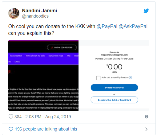 Paypal: Αναστέλλει την λειτουργία λογαριασμού που συγκέντρωνε χρήματα για την Ku Klux Klan