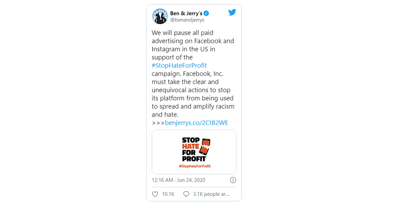Τα Ben & Jerry’s αποσύρουν τις διαφημίσεις τους από το Facebook! 1 Τα Ben & Jerry’s αποσύρουν τις διαφημίσεις τους από το Facebook!