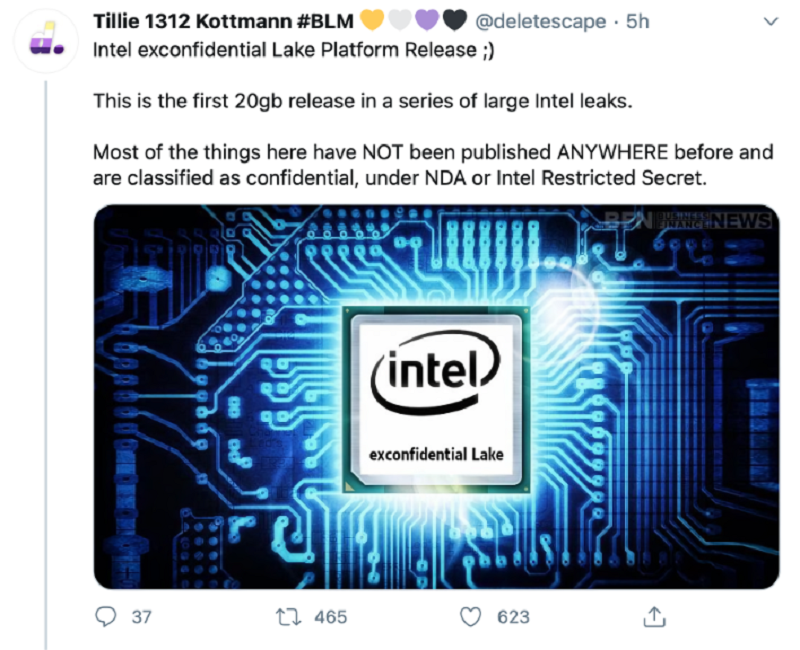Hacker leaked 20 GB of internal Intel documents online! 1 Hacker leaks 20GB of internal Intel documents online!