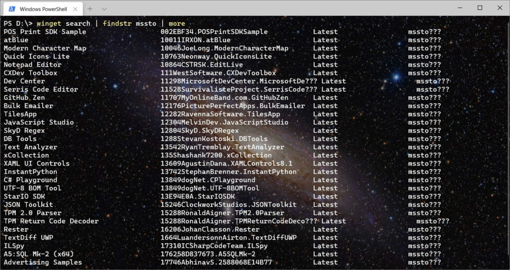 Windows 10 Package Manager: Installs Microsoft Store apps 3 Microsoft Store Windows Package Manager