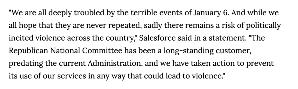 Salesforce: Mέτρα κατά της RNC για το Καπιτώλιο. Ποια είναι όμως αυτά;