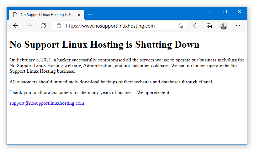 No Support Linux Hosting: Web hosting company closes after hack! 2 No Support Linux Hosting: Web hosting company closes after hack!