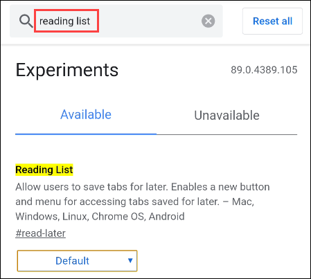 How to enable Google Chrome's "Reading List" on Android 3 Chrome