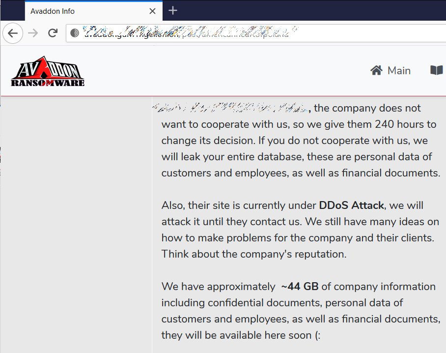 FBI/ACSC Avaddon ransomware 