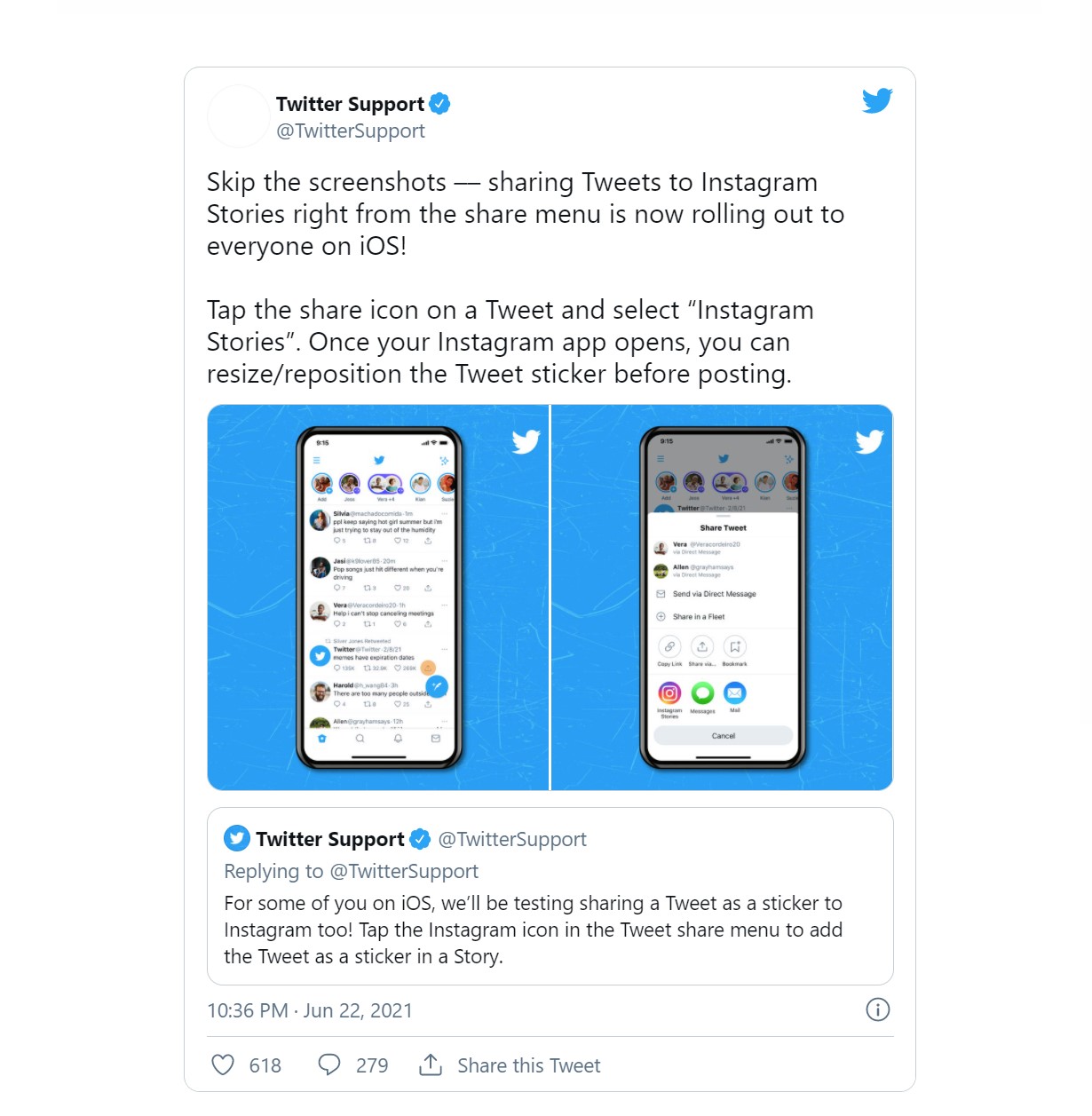 Twitter: Οι χρήστες iOS θα μπορούν να μοιράζονται tweets ως Instagram Stories 2 Twitter - χρήστες iOS - tweets Instagram Stories