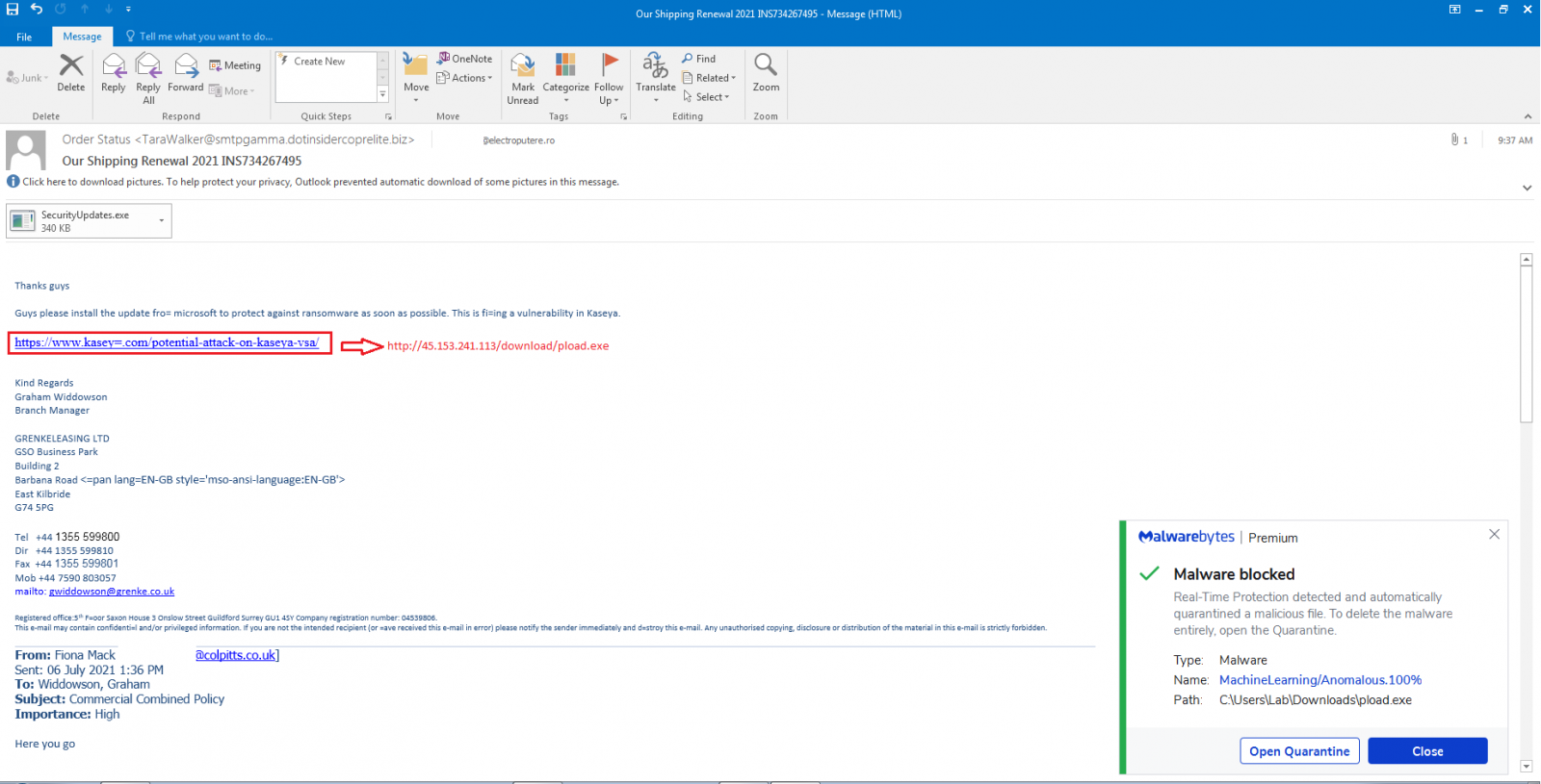 Kaseya: Warns of phishing campaign promoting fake security updates 2 Kaseya phishing campaign fake security updates