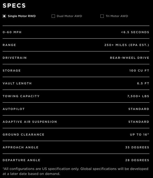 Tesla: Removes Cybertruck specifications and prices from its website 3 Tesla