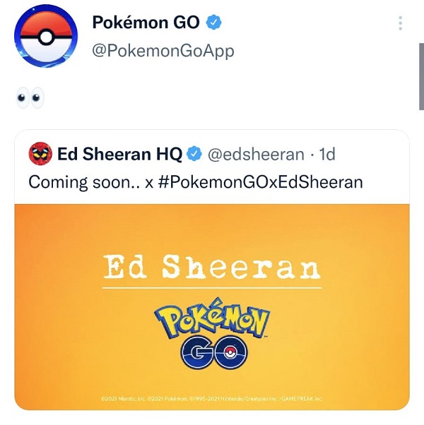 Pokémon Go: Συμμετέχει στο metaverse - Συνεργασία με τον Ed Sheeran 2 Pokémon Go: Συμμετέχει στο metaverse - Συνεργασία με τον Ed Sheeran