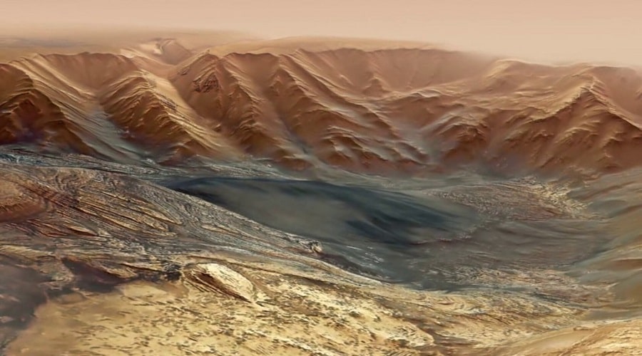 Βρέθηκαν σημαντικές ποσότητες νερού στο "Grand Canyon" του Άρη 3 Κοιλάδα του Mariner στον Άρη