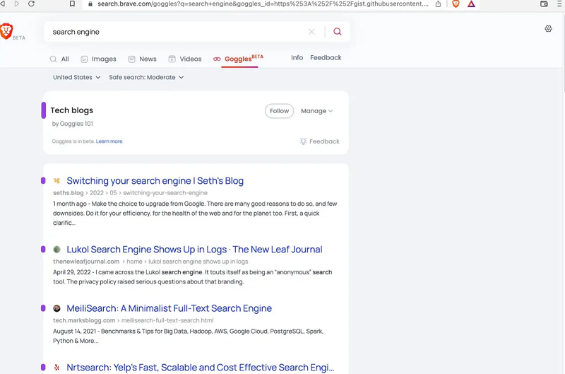 Brave Search allows you to customize your results 2 Brave Search