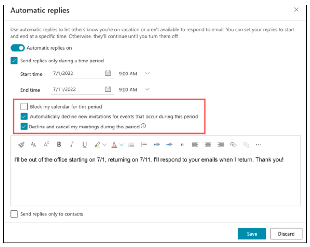 Outlook for Web: How to Set Up an Out of Office Reply 6 Outlook for the web: How to set up an Out of Office reply