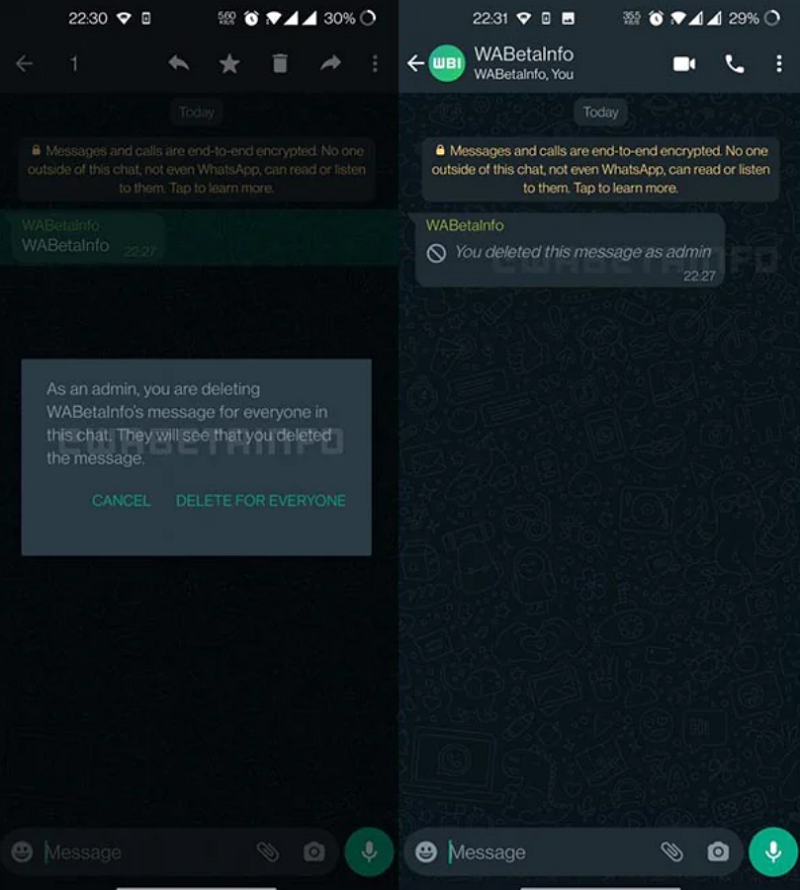 Το WhatsApp επιτρέπει στους group admins να διαγράφουν τα μηνύματα οποιουδήποτε σε μια ομάδα 2 Το WhatsApp επιτρέπει στους group admins να διαγράφουν τα μηνύματα οποιουδήποτε σε μια ομάδα