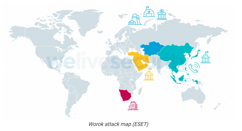 Who is the new cyber espionage group Worok targeting?