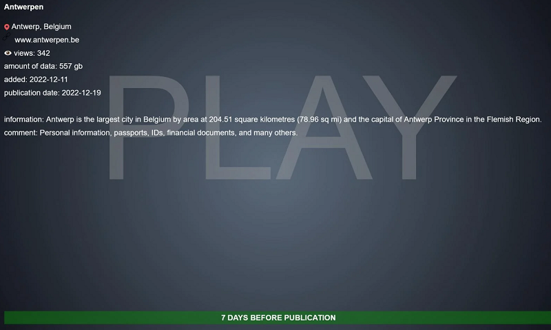 Play ransomware: Πήρε την ευθύνη για την επίθεση στην Αμβέρσα 3 Play ransomware