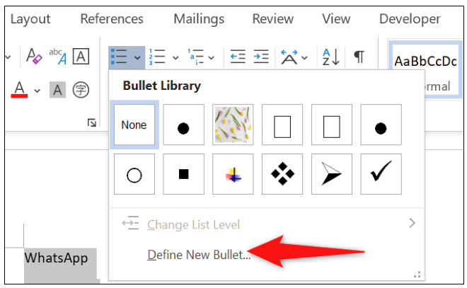 word bullet points