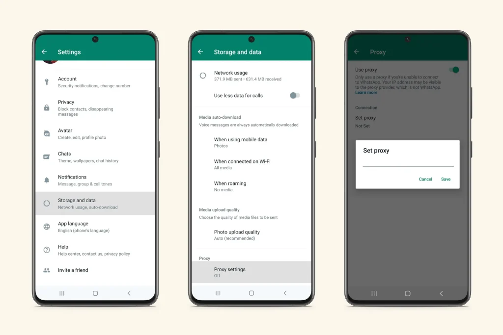 WhatsApp: How to connect via proxy server