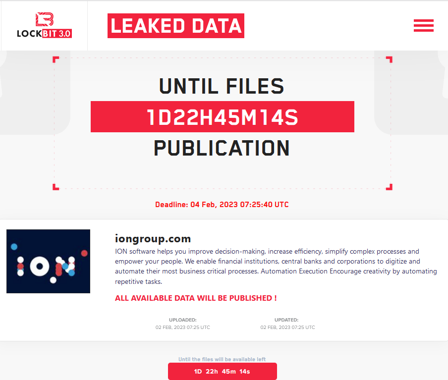 LockBit ransomware attack on ION Group 2 LockBit ransomware attack on ION Group