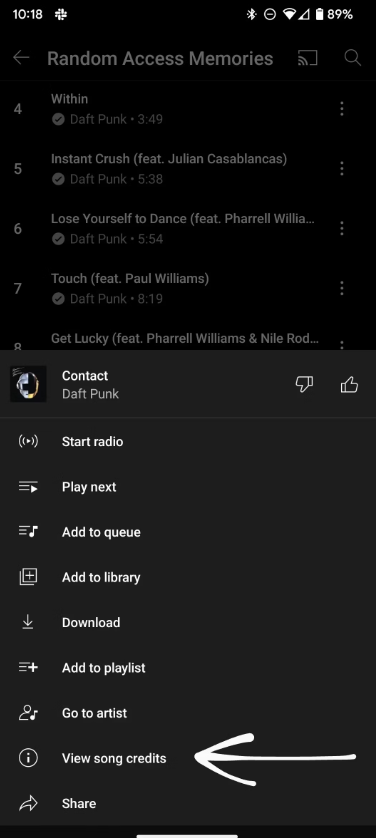 YouTube Music: Songs get "View song credits" 2 YouTube Music: Songs get "View song credits"
