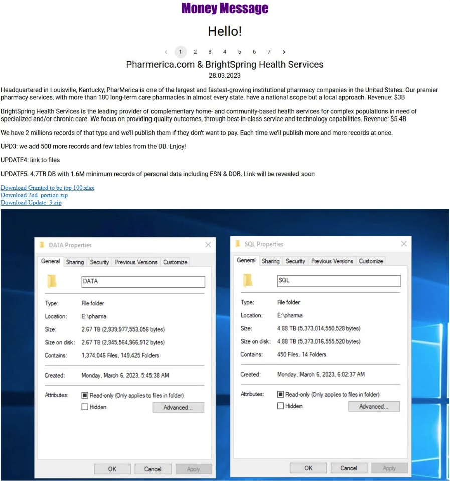 Ransomware group steals data of 5.8 million PharMerica patients