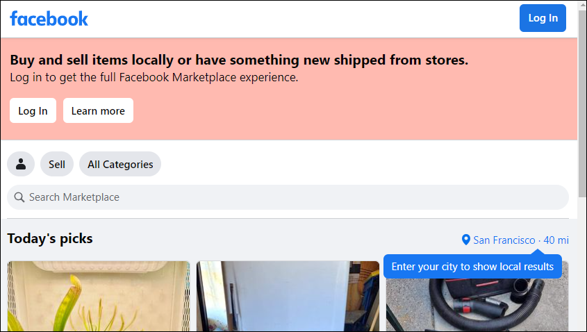 Facebook Marketplace: Πώς να περιηγηθείτε χωρίς να συνδεθείτε;