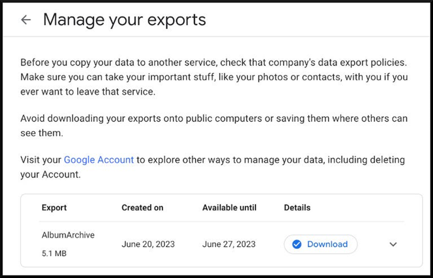 Google Album Archive: How to save files before they are deleted 4 Google Album Archive: How to save files before they are deleted