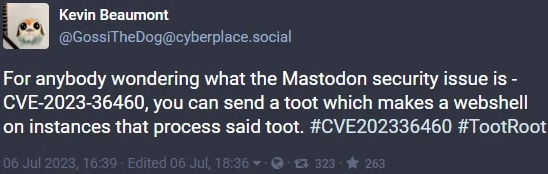 Critical TootRoot bug allows attackers to compromise Mastodon servers 2 Critical TootRoot bug allows attackers to compromise Mastodon servers