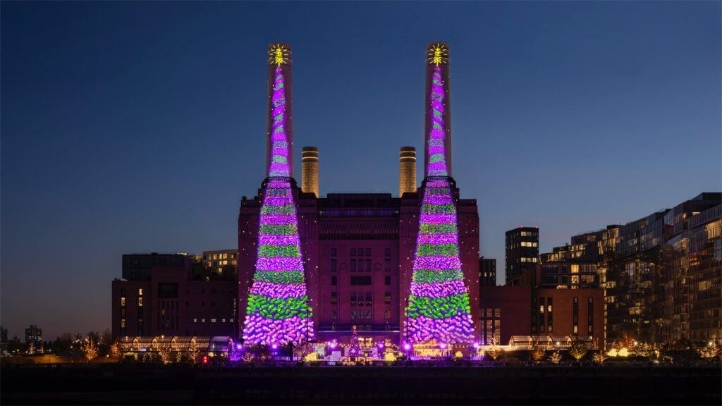 Apple lights up Battersea Power Station with Christmas trees designed on iPad 2 Apple lights up Battersea Power Station with Christmas trees designed on iPad